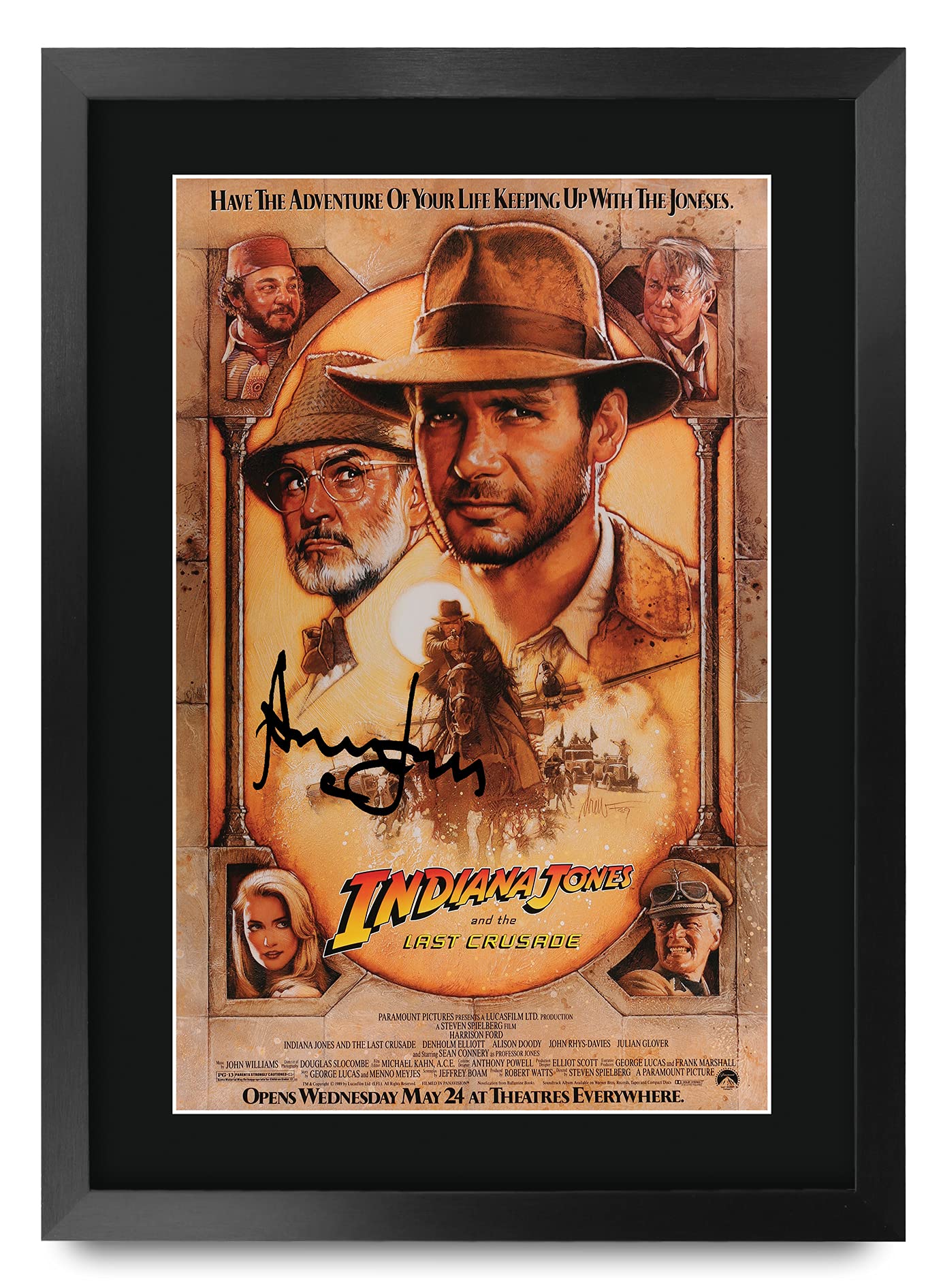 HWC Trading A3 FR Indiana Jones And The Last Crusade Movie Poster Harrison Ford Signed Gift FRAMED A3 Printed Autograph Film Gifts Print Photo Picture Display — image 1