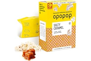 Opopop Microwave Popcorn - Salty Caramel 2.8 oz., 9-Count - Sweet and Salty, Flavored Popcorn, Non-GMO