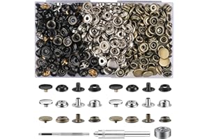 MOOCCI 420 Pieces (105Sets) Leather Snap and Fastener Kit Tool 5/8 inch (15mm) Snap Button kit Snaps for Leather Snaps and Fasteners kit for Leather Metal Snaps Button for Bag, Jeans, Clothes, Fabric