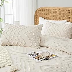 Andency Comforter Full Size Set, Beige Boho Bed
