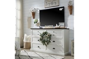 SinCiDo Farmhouse Dresser for Bedroom, 6 Drawer Dresser Chest of Drawers Organizer Storage, Wood Rustic Tall Dresser Chest of Drawer for Closet, Living Room, Children's Room, White