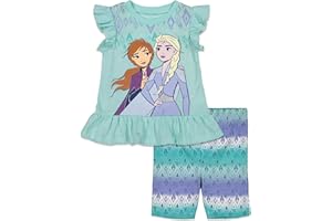 Disney Frozen Princess Anna Elsa Baby Girls T-Shirt and Shorts Outfit Set Infant to Little Kid