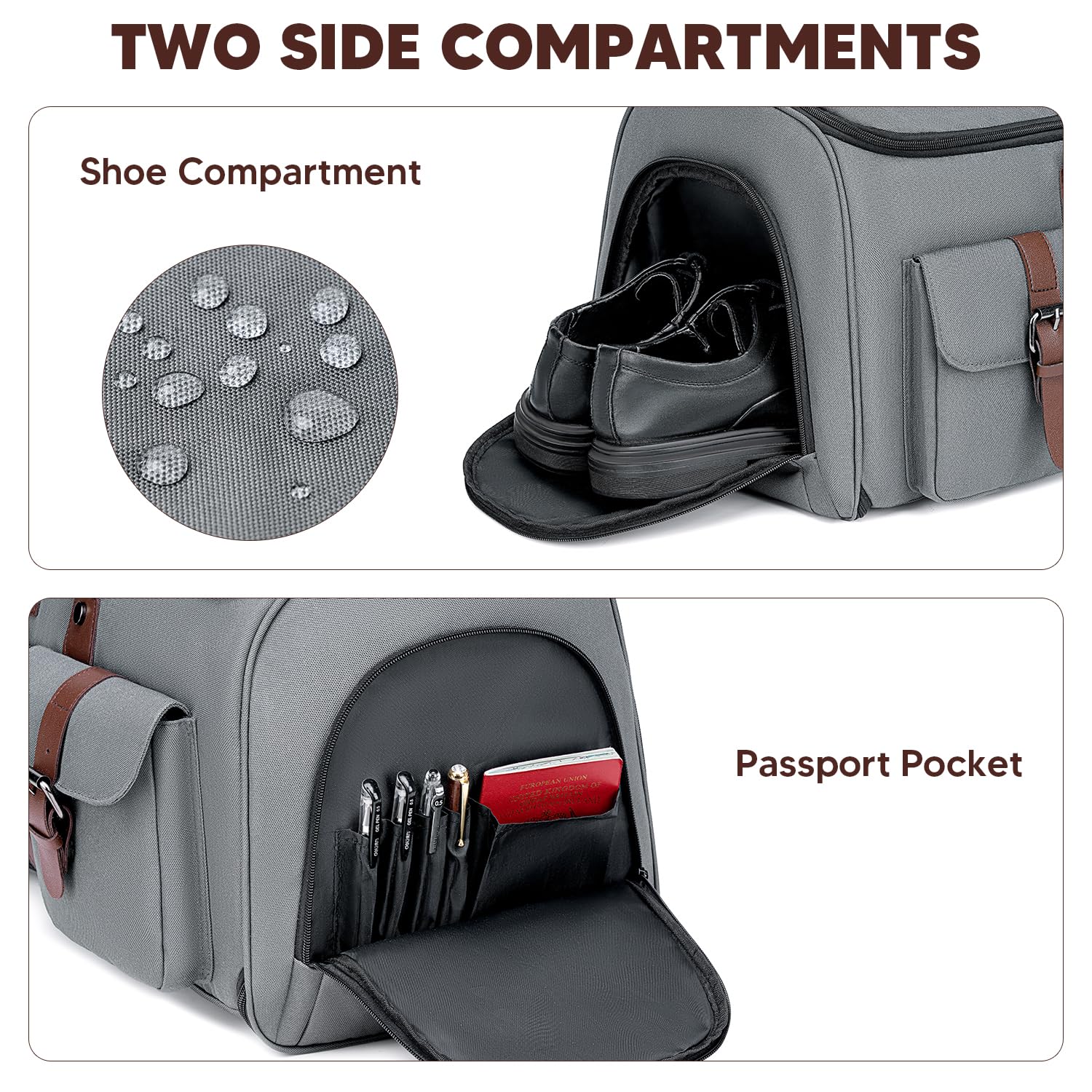 Vessgra Carry on Garment Bag for Travel, Convertible Garment Duffle Bags for Men Women with Shoe Compartment - 2 in 1 Hanging Suitcase Suit Travel Bags