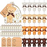 Libima 60 Pcs Mini Bear Baby Shower Decorations First Baby Shower Favors Party Supplies Souvenirs 4.7" Tiny Soft Stuffed Plush Bears Bulk with Thank You Tag and Heart Organza Bag(Brown Series)