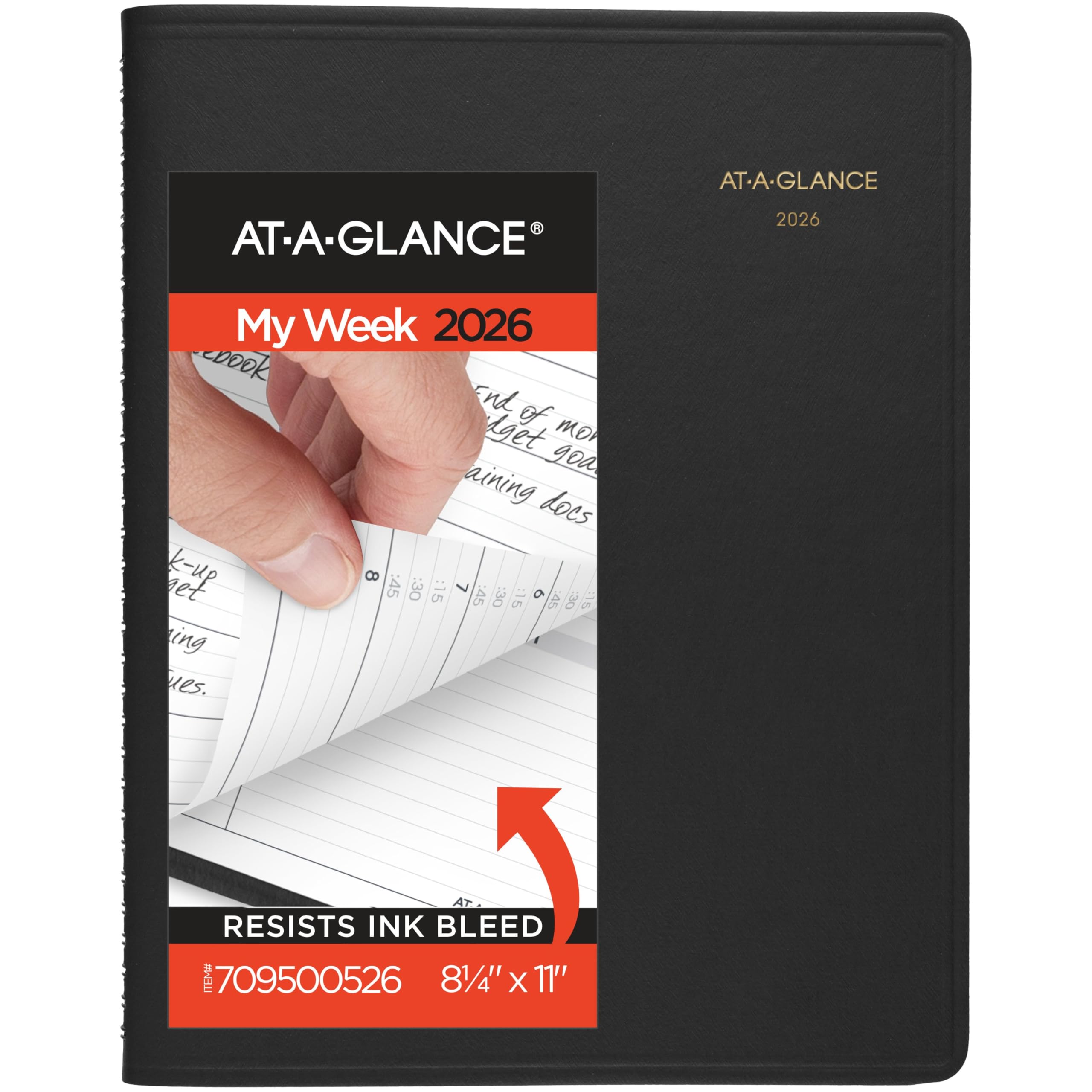 Photo 1 of AT-A-GLANCE 2026 Appointment Book Planner, Weekly, 8-1/4" x 11", Large, Black (709500526)