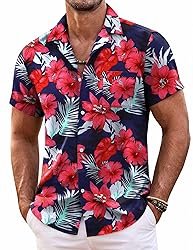 COOFANDY Mens Summer Beach Shirts Hawaiian Tropical