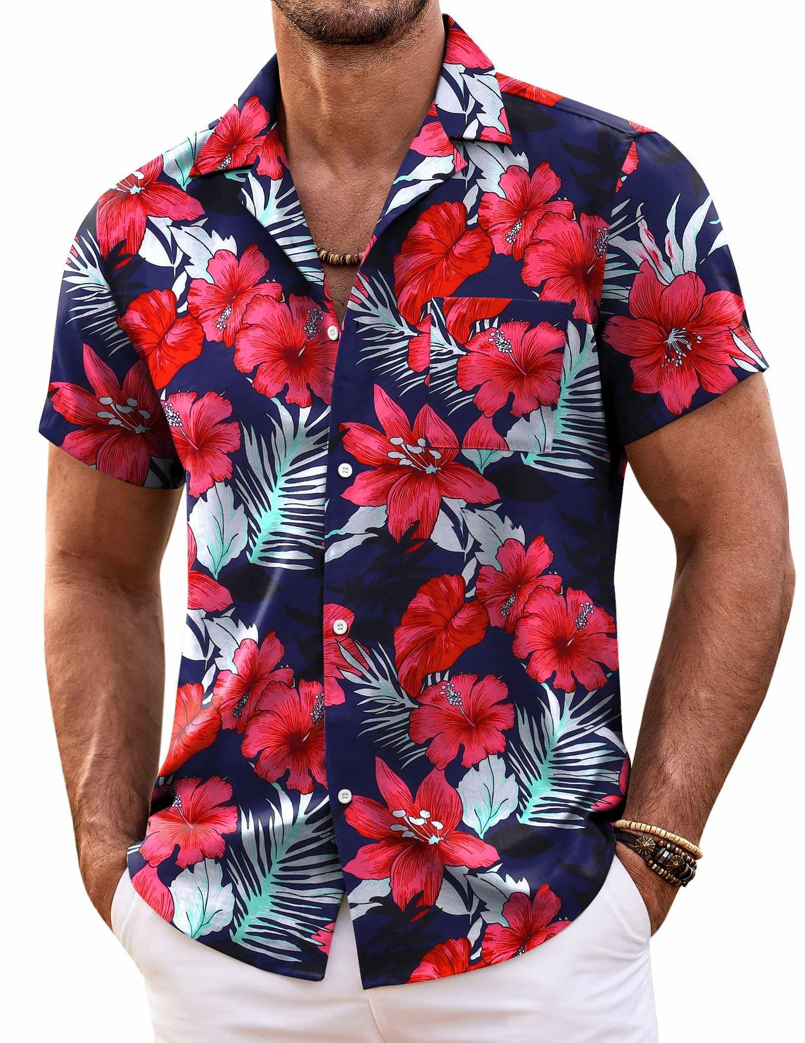 COOFANDY Mens Summer Beach Shirts Hawaiian Tropical