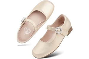 Stelle Girls Dress Shoes White Mary Jane Ballet Flats Flower School Shoes for Wedding Party Toddler/Little/Big Kid