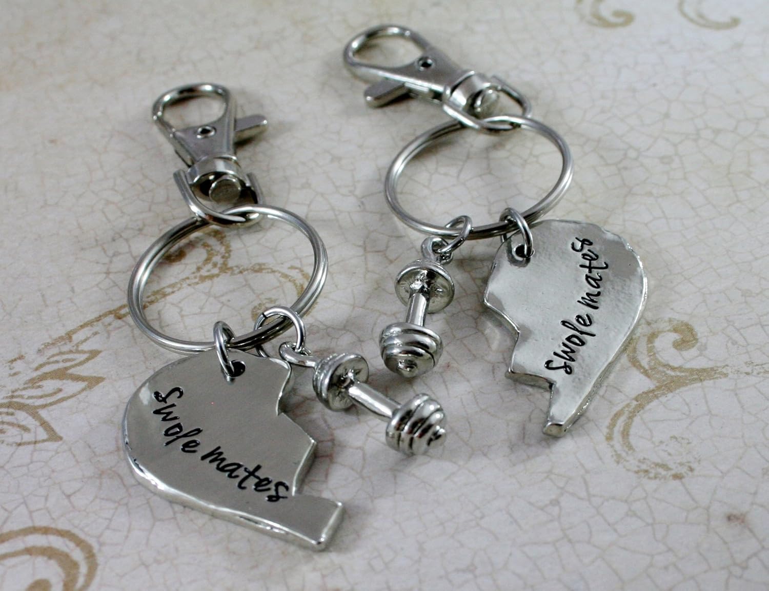 BFF keychains Fitness keychain Hand Stamped Aluminum