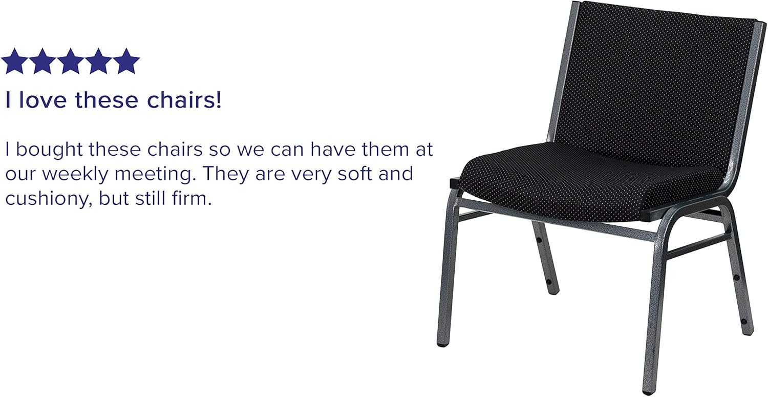 Flash Furniture HERCULES Series Big & Tall 1000 lb. Rated Black Fabric Stack Chair with Ganging Bracket: Furniture & Decor