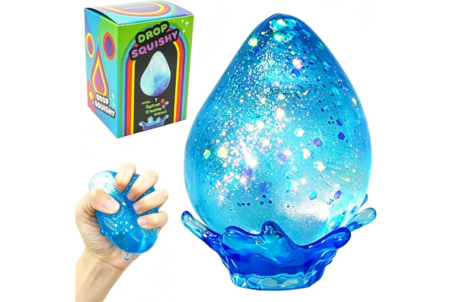 Water Drop Squishy, Raindrop Slow Rising Squeeze Toy Stress Ball Squishies Sensory Anxiety Relief Toys Gifts for Adult Kid
