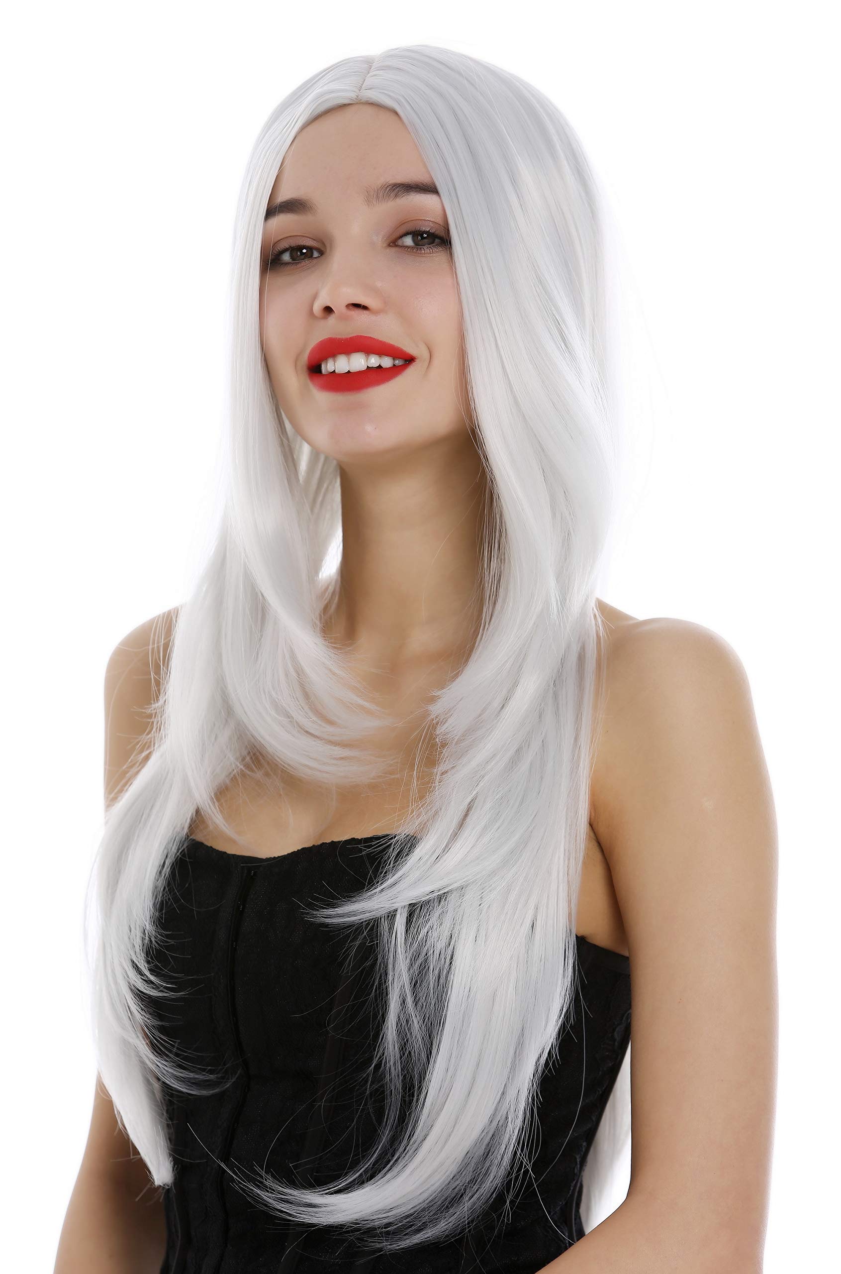 WIG ME UP - 3217-001 Lady Wig very long parting layered straight sleek very light white-ish gray Fairy Elf
