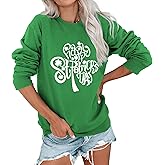 YOPLANET Women's St Patrick's Day Shamrock Sweatshirt Irish Shirts Pullover Top Cute Long Sleeve Holiday Outfit & Gift