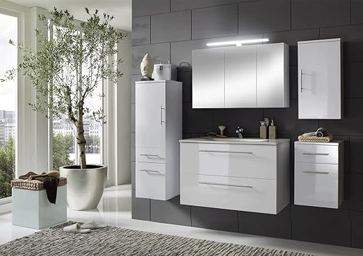 Sam Badmobel Set Rimini 5 Tlg Badezimmer Hochglanz Weiss