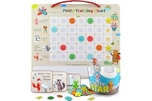 PUTSKA Animal Potty Training Chart for Toddlers Boys & Girls - Potty training stickers for girls potty training toilet and boys. A sticker chart for kids potty training rewards. Toddlers Potty chart