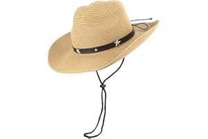 KORHLEOH Straw Cowboy Hat for Toddler Girls Boys, Summer Beach Straw Sun Hat Cowgirl Western-Hat for Kid