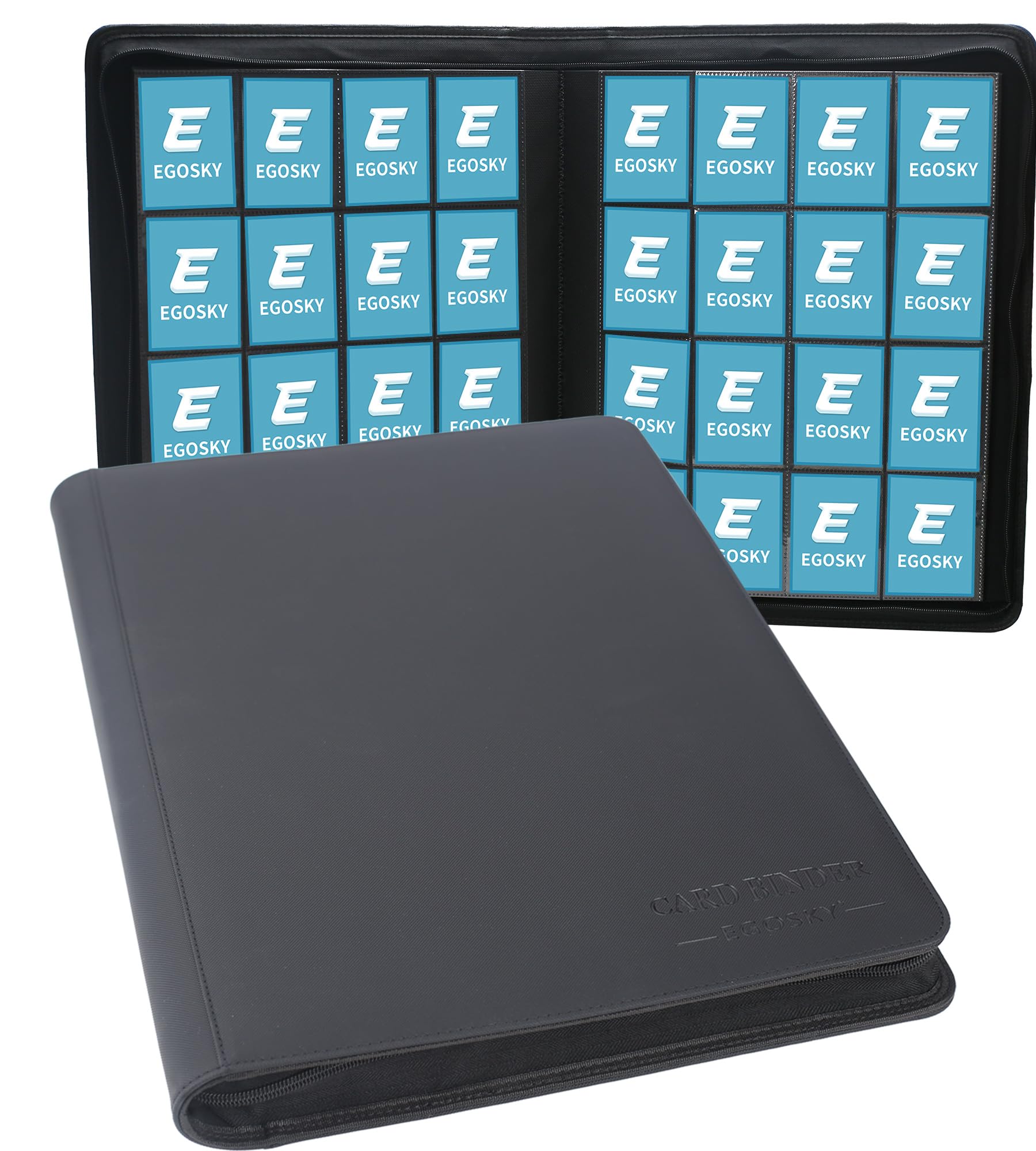 EGOSKY Card Binder 16 Pocket, 1024 Pockets Zipper Trading Card Album, Ringless Double Side Loading Cards Collection Folder for TCG, Football, Sports Cards, Black — image 1