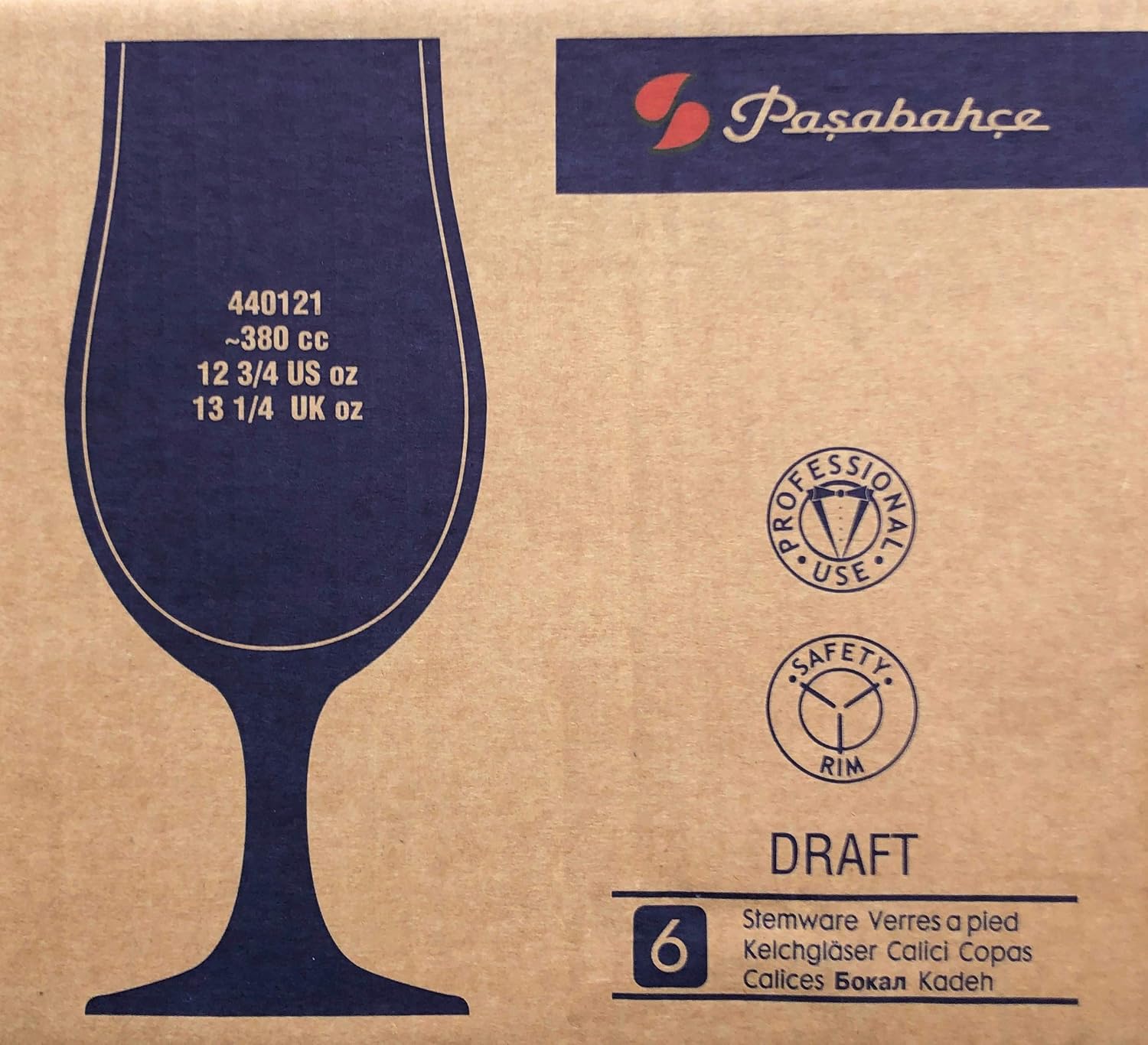 Pasabahce 440121 Draft Beer Goblet/Glass, 38 cl, Set of 6 Glasses, Transparent, 380 ml - Image 3