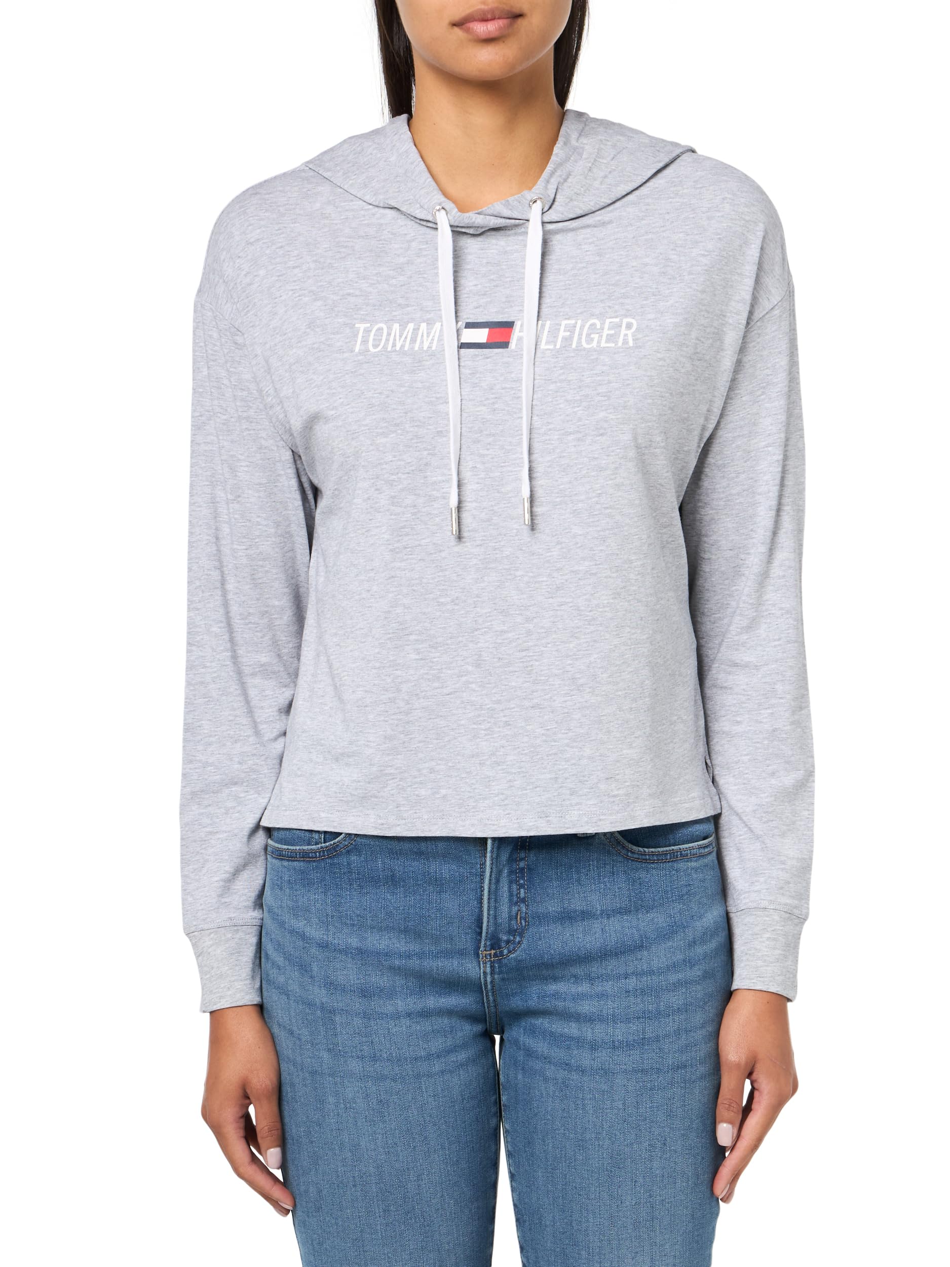 Tommy Hilfiger Womens Plaid Lurex Button Up Shirt, Pearl Grey Heather, Medium Image