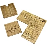 Totally Bamboo Michigan State Puzzle 4 Piece Bamboo Coaster Set with Case