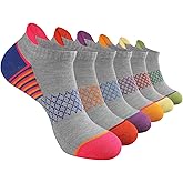 eallco Womens Ankle Socks Athletic Running Socks Sport Cushioned Socks With Tab 6 Pairs
