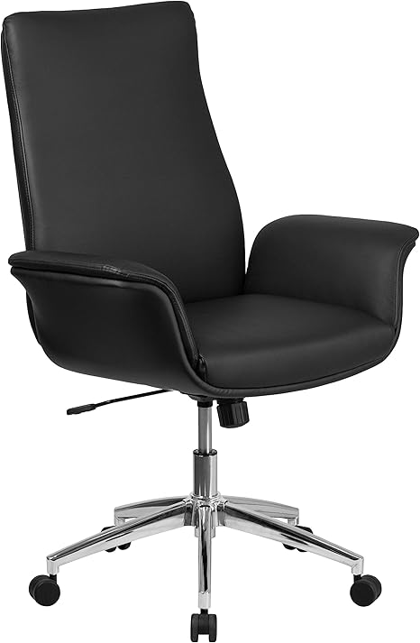 Amazon Com Flash Furniture Mid Back Black Leathersoft Executive Swivel Office Chair With Flared Arms Furniture Decor
