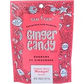 Gem Gem Ginger Candy Chewy Ginger Chews (Mango, 5.0 oz, 1 Pack)