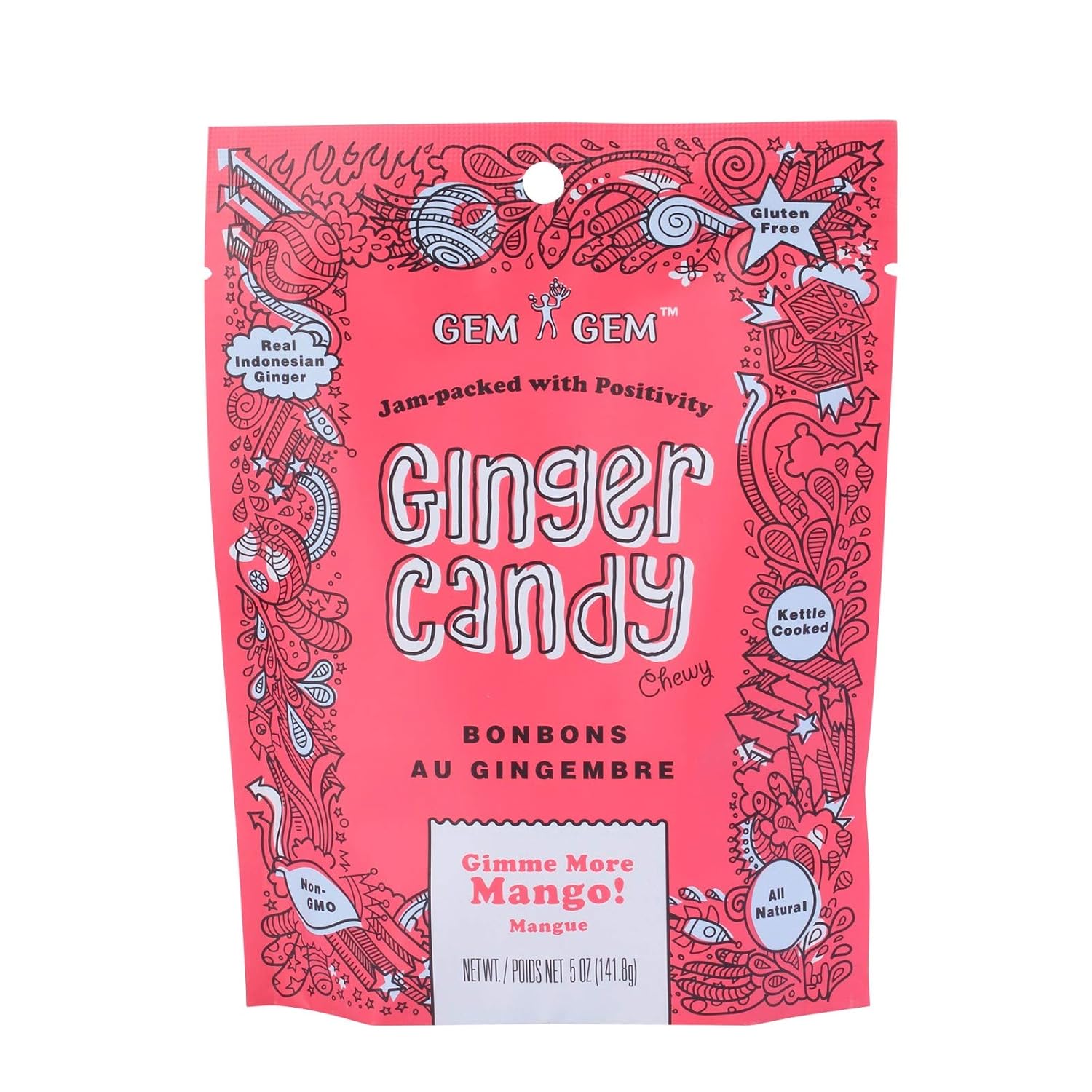 Gem Gem Ginger Candy Chewy Ginger Chews Mango 50oz