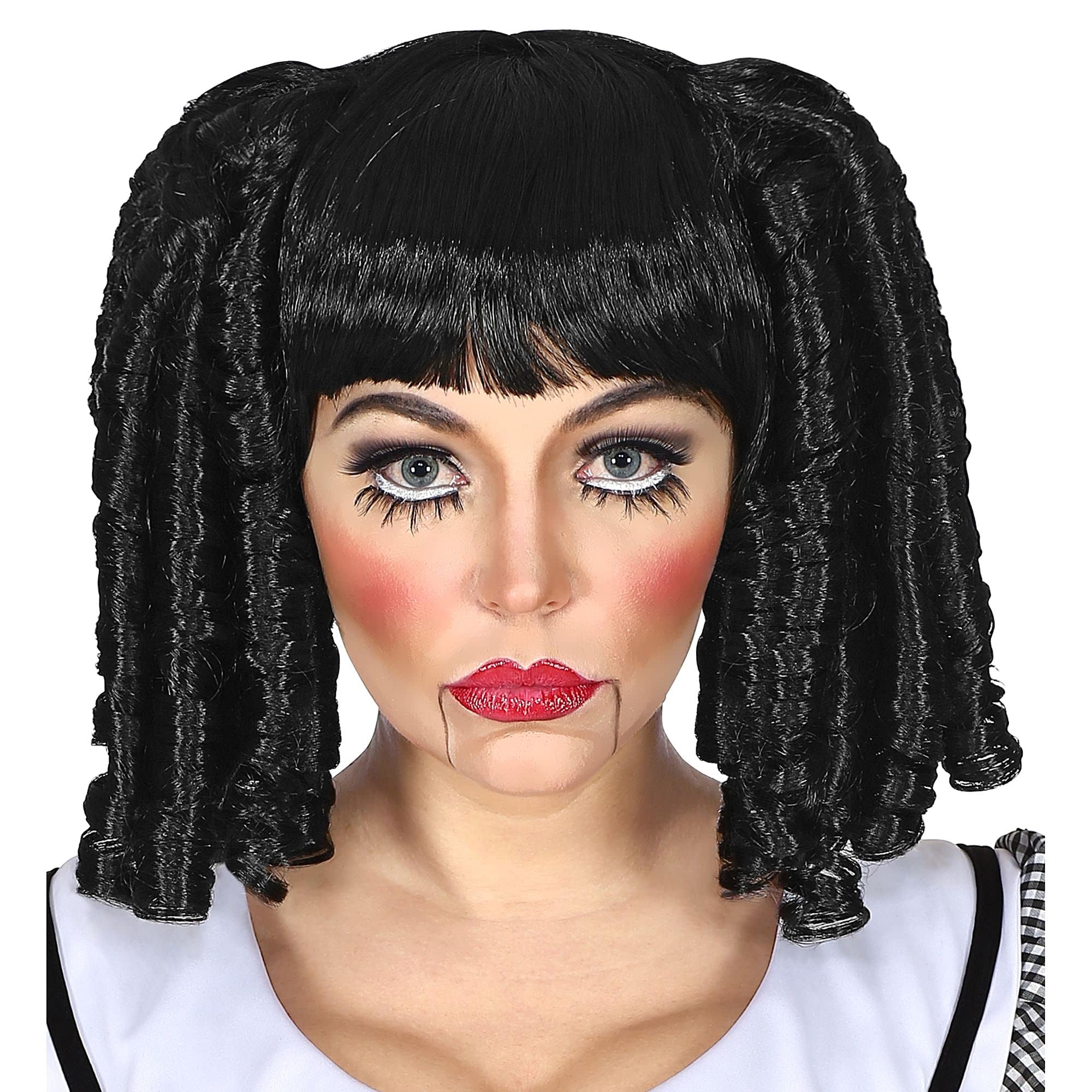Widmann 01506 Ladies Black Doll Wig One Size