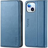 TUCCH Case for iPhone 15 Wallet Case 6.1", Kickstand PU Leather Folio Cover with RFID Blocking 3 Card Slots, Stand Book Design [Shockproof TPU Interior Case] Compatible with iPhone 15 2023, Light Blue