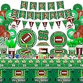 225 Pack Football Birthday Party Decorations Football Party Supplies Tailgate Party Decor Sports Game Tableware Set - Football Theme Plates, Balloons, Banners, Tablecloth, Cups, Napkins Serves 20