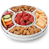 MALACASA Porcelain Divided Serving Dishes, Appetizers Tray, Serving Tray for Party - Perfect for Chips and Dip, Fruit, Veggies, Candy and Snacks, Divided Serving Platter, Relish Tray, White