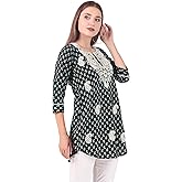 ladyline Cotton Printed Tunic Top Chikankari Embroidered Short Kurti Kurta Womens