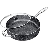 SKY LIGHT Frying Pan with Lid, Deep Saute Pan 5Qt / 11-inch Stone-Derived Nonstick Coating, Stainless Steel Handle Cooking Pa