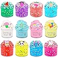 12 Pack Valentine's Day Slime kit with 8 Clear Slime & 4 Butter Slime, Jelly Cube Crunchy Crystal Slime for Birthday Party Favor, Super Soft Non-Sticky Sensory Toys for Girls and Boys 6 7 8 9 10 11 12