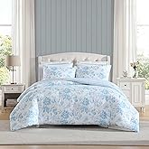Laura Ashley - Twin Comforter Set, Bedding Set Includes Matching Bed Sheets, Sham & Pillowcase, Medium Weight, Oeko-TEX Certified (Anja Blue)