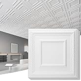 Art3d Lightweight Decorative Drop Ceiling Tiles, 2 x 2 ft, 12-Pack, White | PVC, Prevent Breakage, Lightweight, Water-Resistant, Compatible with Grid System, Fit for Ceiling Makeover, Indoor Commercial