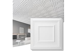 Art3d 12-Pack 24"x24" PVC Lightweight Drop Ceiling Tile, 2x2 ft Water-Resistant Ceiling Panels to Prevent Breakage, White