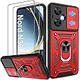 ATUMP Compatible for Oneplus Nord N30 5G Case with 2 Pack HD Screen Protector, Heavy Duty Shockproof with 360° Rotation Metal Kickstand [Military Grade] Protective Case for Oneplus Nord N30, Red
