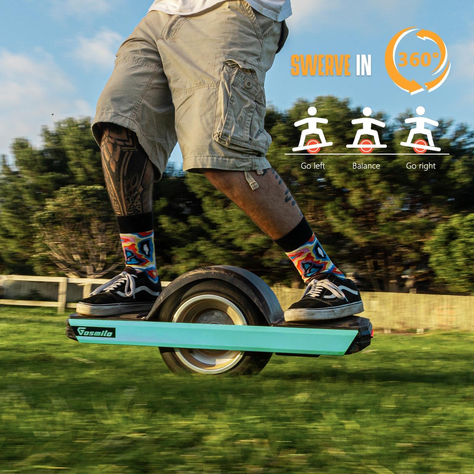 Electric Unicycle, Electric Skateboard 1000W Motor 30-40km Range 420Wh Battery, Self Balancing for Adults(X3, Green)