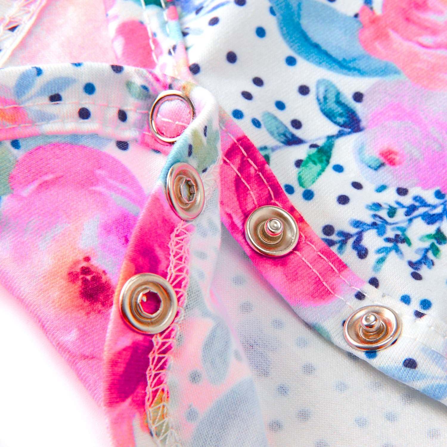 Leapparel Baby Girl Short Sleeve Romper Snap Button Onesies Small Orchid Printing Jumpsuit Daily Short-Sleeve Playsuit Soft Set 6-12 Months