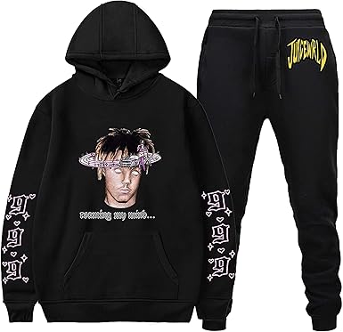 black sweatpants and hoodie