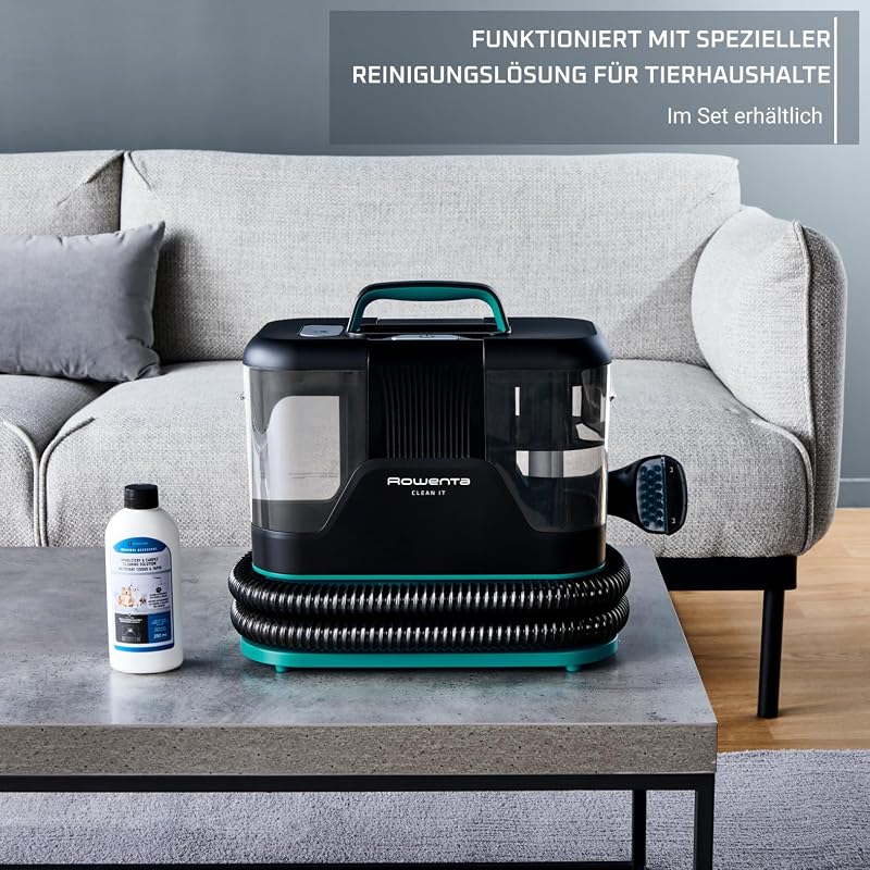 Clean It Fleckenreiniger, tragbarer Teppichreiniger, schnelle und einfache Reinigung, abnehmbarer 2.3-Liter-Tank, wechselbare Reinigungsköpfe, 750 Watt, Grün, Schwarz, IN5020F0