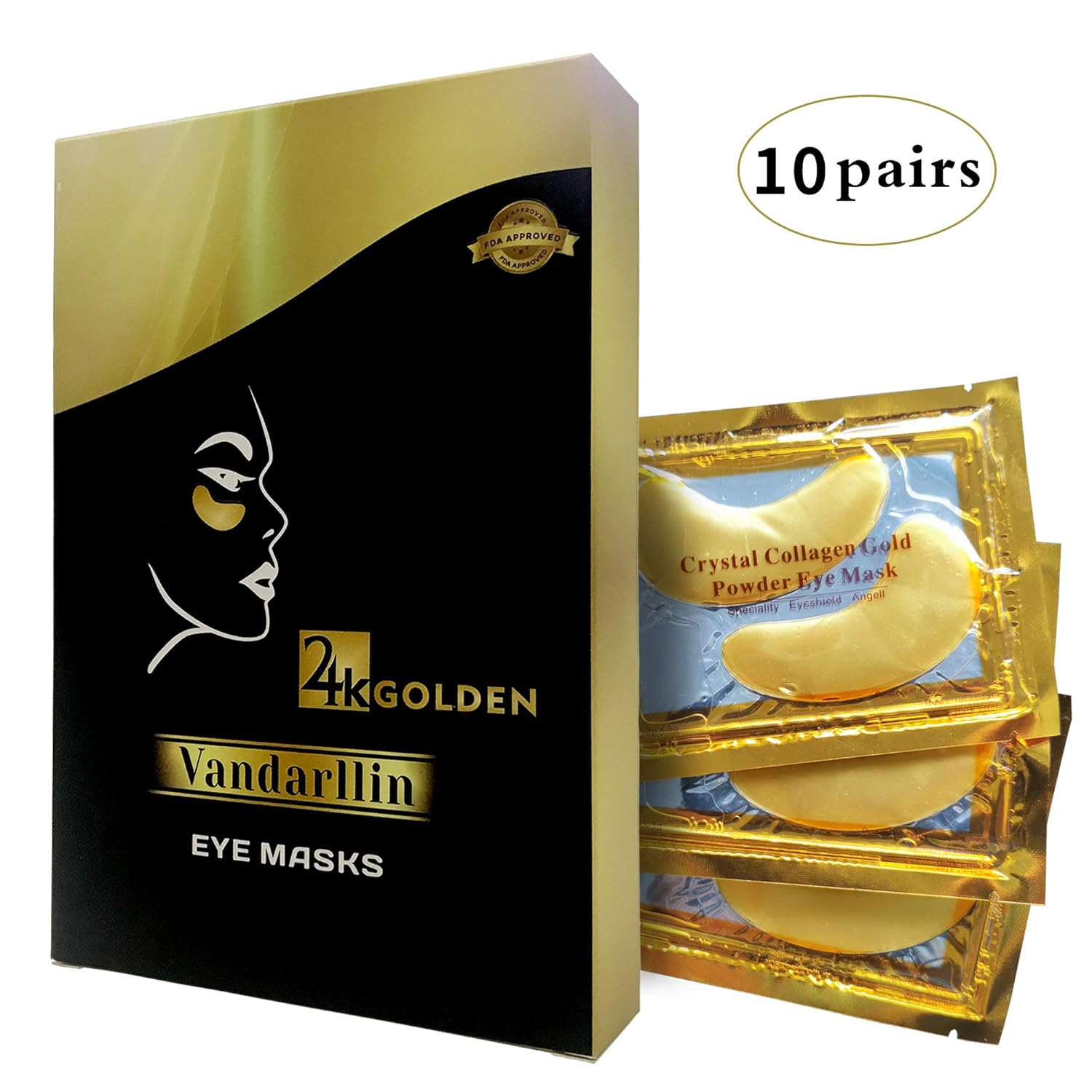 24K Gold Powder Gel Collagen Eye Masks Sheet Patch, Anti Aging, Remove Bags, Dark Circles &Puffiness, Anti Wrinkle, Moisturising, Hydrating, Uplifting Whitening, Remove Blemishes &Blackheads (10 Pairs) : Beauty