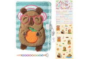 WERNNSAI Capybara Kids Secret Diary for Girls with Lock Key, Kids Plush Journal Kit, School Travel Notebook with Pen, Sticker