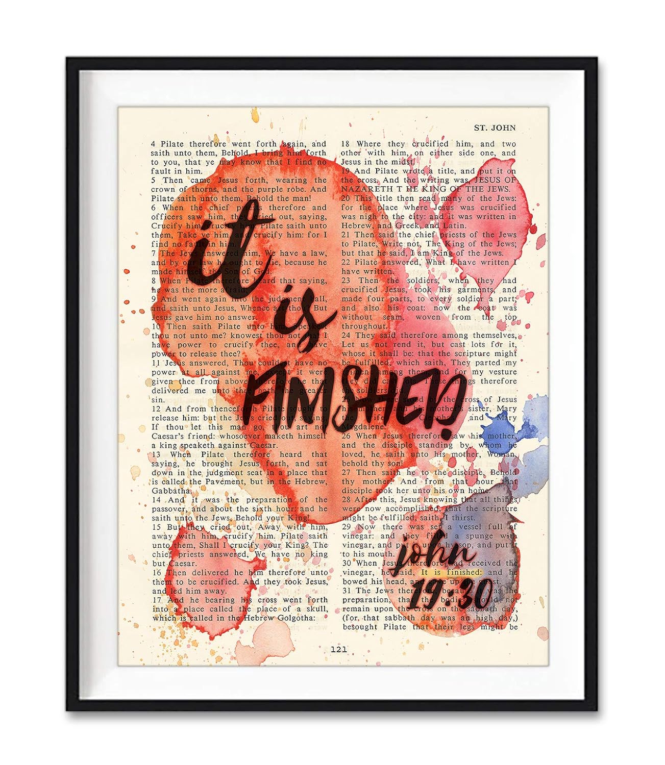 Amazon Com It Is Finished John 19 30 Vintage Bible Verse Scripture Christian Art Print Unframed Watercolor Christian Wall And Home Decor All Sizes Handmade