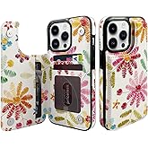 TopPerfekt Flip Leather Wallet Case Card Holder Compatible with iPhone 13 Pro 6.1" Women and Girls with Card Holder Kickstand Double Magnetic Clasp Floral Pattern