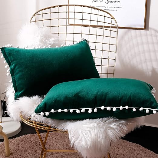 Amazon Com Lihio Throw Pillows Covers Decorative With Pom Poms