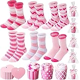 Chuarry 6 Pairs Fuzzy Socks Bulk Women Pink Cupcake for Valentine's Day Gift DIY Fluffy Socks Stocking Stuffers for Teacher Colleague Galentines Day Gifts