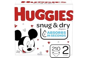 HUGGIES Snug & Dry Baby Diapers, Size 2, 210 Ct, One Month Supply 210 count